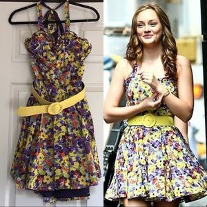 Alice + Olivia Terry Floral halter dress W/belt
